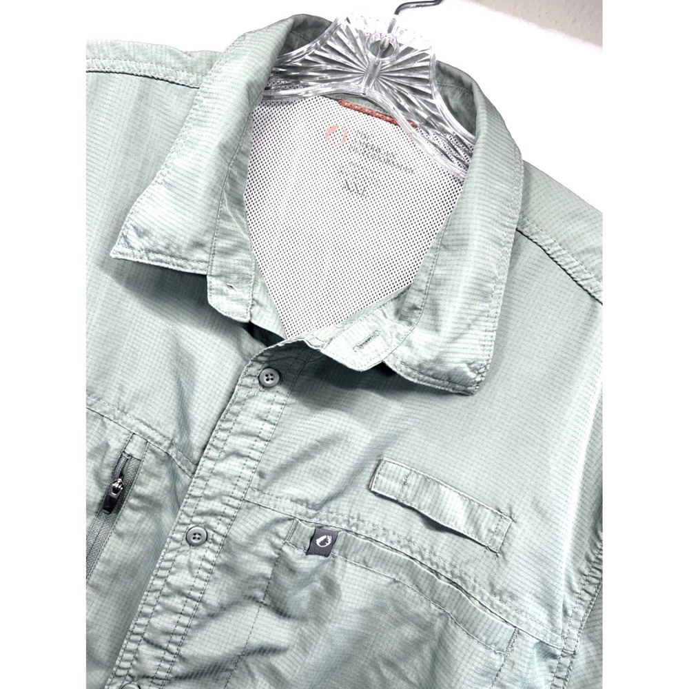 The American Outdoorsman Mens XXL Sage Green Ripstop Fishing Hiking Short Sleeve